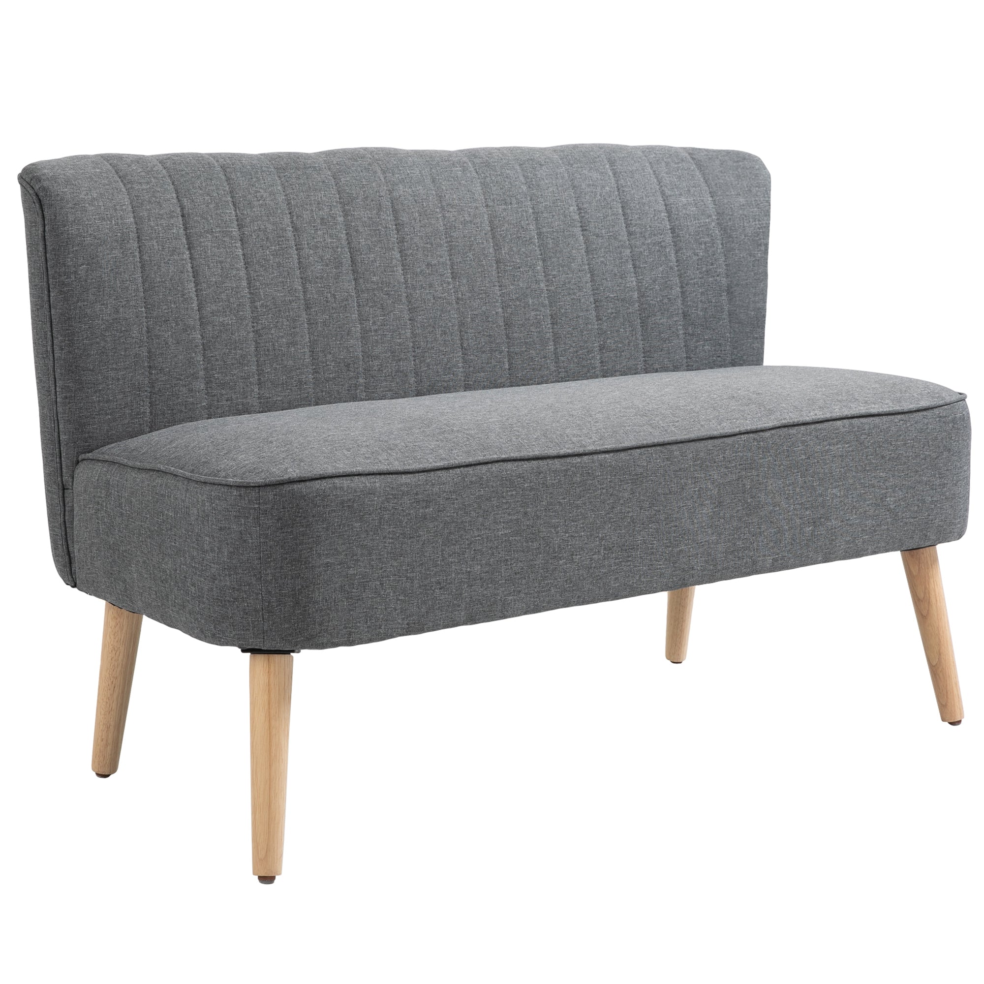 2-Seater Fabric Sofa Upholstered Sofa Double Sofa Retro Look Seating Furniture Lounge Sofa Wooden Frame Light Grey 117 x 56.5 x 77 cm