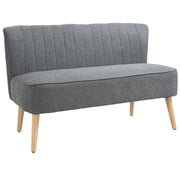 2-Seater Fabric Sofa Upholstered Sofa Double Sofa Retro Look Seating Furniture Lounge Sofa Wooden Frame Light Grey 117 x 56.5 x 77 cm