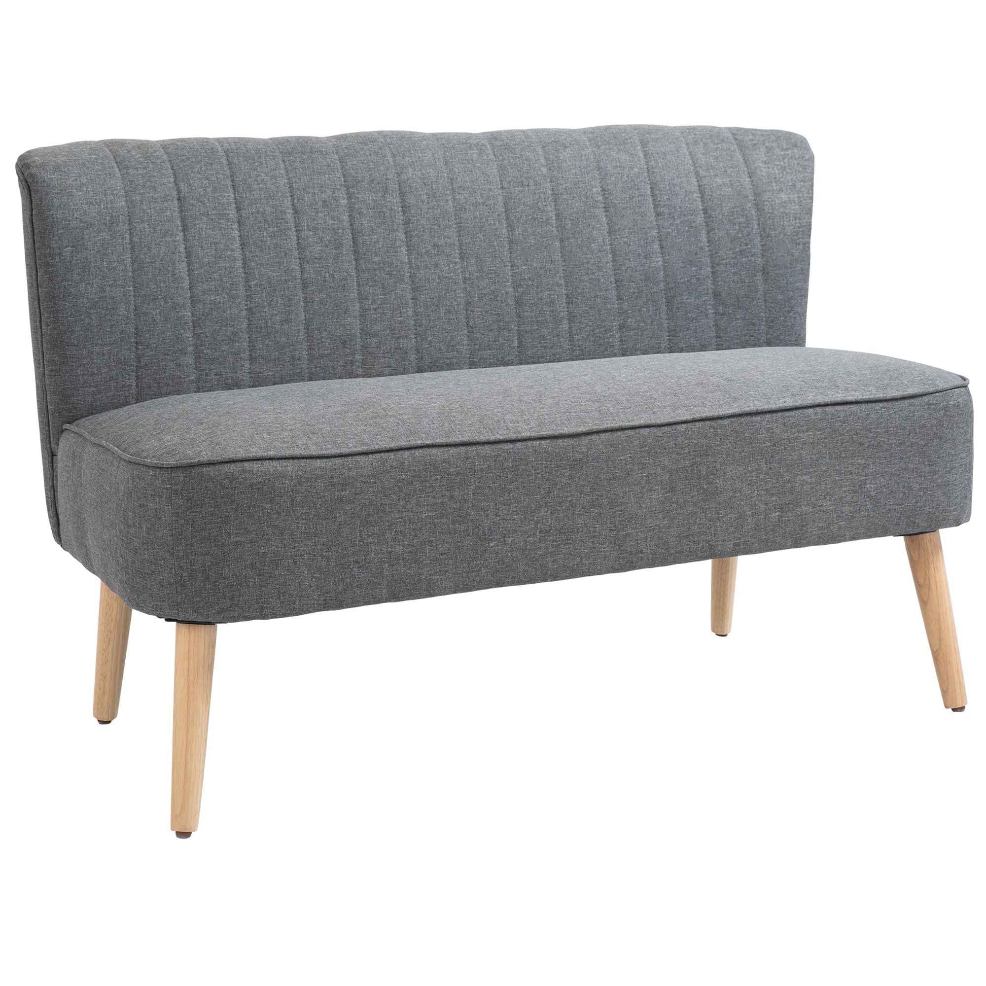 2-Seater Fabric Sofa Upholstered Sofa Double Sofa Retro Look Seating Furniture Lounge Sofa Wooden Frame Light Grey 117 x 56.5 x 77 cm