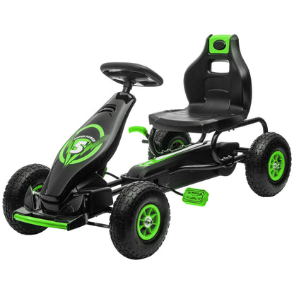 Go-Kart, Children's Vehicle with Adjustable Seat, Pedal Go-Cart with Rubber Tires, Pedal and Hand Brake, Kettcar for 5-12 Years Children, Outdoor, Green