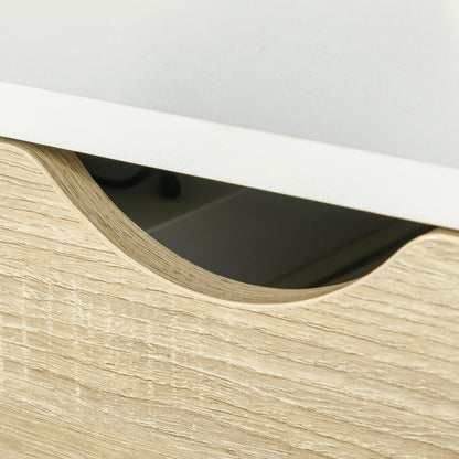 Set of 2 Bedside Tables Bedside Table with Drawer and Storage Shelf for Bedroom Living Room Bed Office Modern Style 50x39x51 cm White and Oak