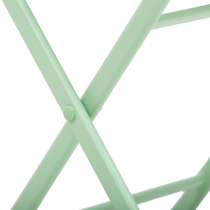 Folding bistro garden set - square table dim. 60L x 60W x 71H cm with 2 chairs - green water-resistant powder-coated metal