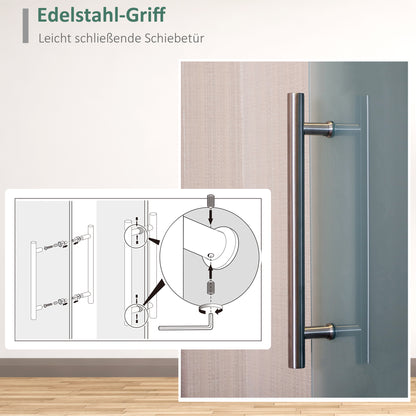 Glass Sliding Door Room Door with Handle Bar one-sided frosted 90 x 205 cm