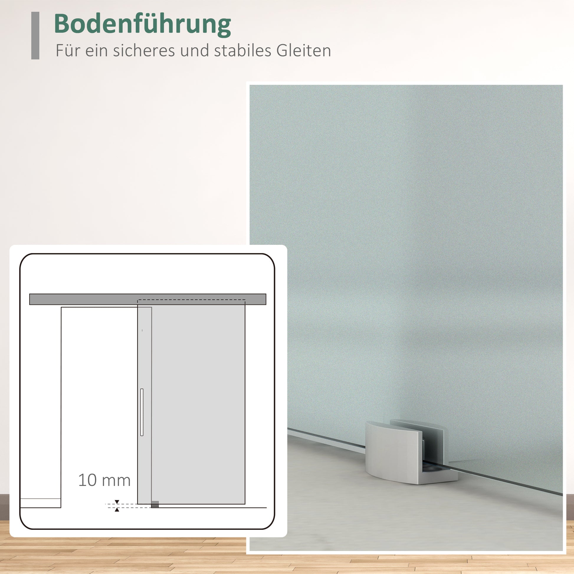 Glass Sliding Door Room Door with Handle Bar one-sided frosted 90 x 205 cm