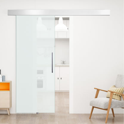 Glass Sliding Door Room Door with Handle Bar one-sided frosted 90 x 205 cm