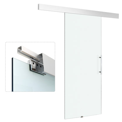 Glass Sliding Door Room Door with Handle Bar one-sided frosted 90 x 205 cm