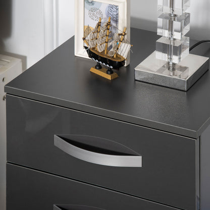 Bedside Table Modern, Set of 2 with 3 Drawers for Bedroom and Living Room made of MDF, 40x36x56cm, Gray