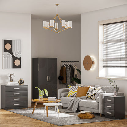 Bedside Table Modern, Set of 2 with 3 Drawers for Bedroom and Living Room made of MDF, 40x36x56cm, Gray