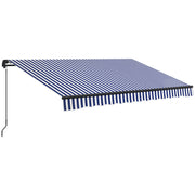 Retractable Awning with Hand Crank, 350 x 300 cm, UV30+ Sun Shade Patio Awning, Adjustable Angle 45-85°, Balcony Awning with Waterproof Coating, Wall-Mounted, Blue+White