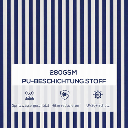 Retractable Awning with Hand Crank, 350 x 300 cm, UV30+ Sun Shade Patio Awning, Adjustable Angle 45-85°, Balcony Awning with Waterproof Coating, Wall-Mounted, Blue+White