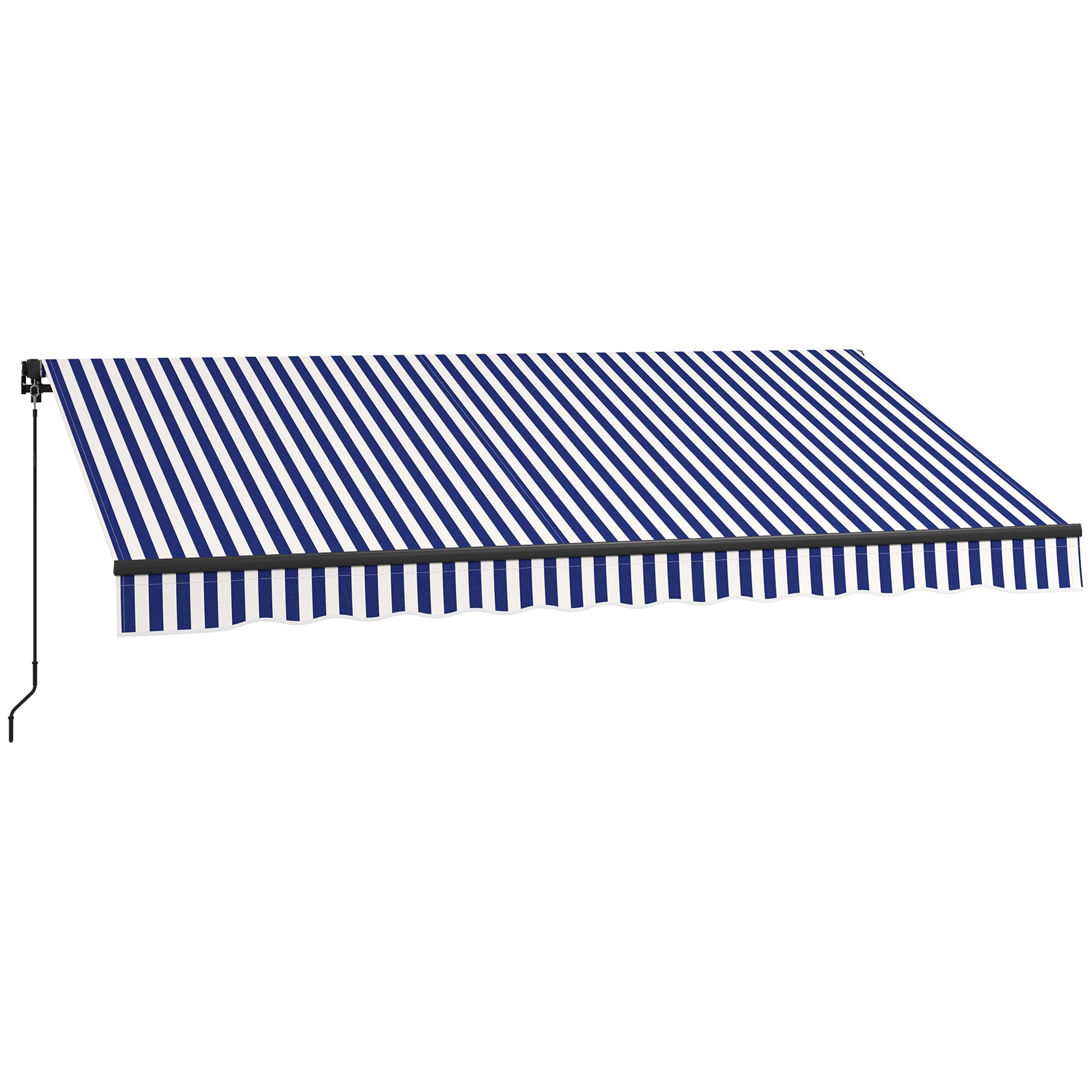 Retractable Awning with Hand Crank, 350 x 300 cm, UV30+ Sun Shade Patio Awning, Adjustable Angle 45-85°, Balcony Awning with Waterproof Coating, Wall-Mounted, Blue+White