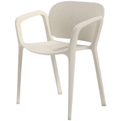 Garden Chair 4-Piece Set Weatherproof Plastic Garden Chairs Stackable Chair with Armrest Backrest Stackable Patio Chair Supports up to 120 kg Garden Furniture for Backyard, Garden, Balcony White