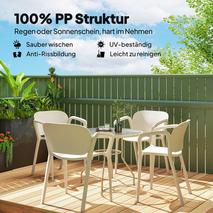Garden Chair 4-Piece Set Weatherproof Plastic Garden Chairs Stackable Chair with Armrest Backrest Stackable Patio Chair Supports up to 120 kg Garden Furniture for Backyard, Garden, Balcony White