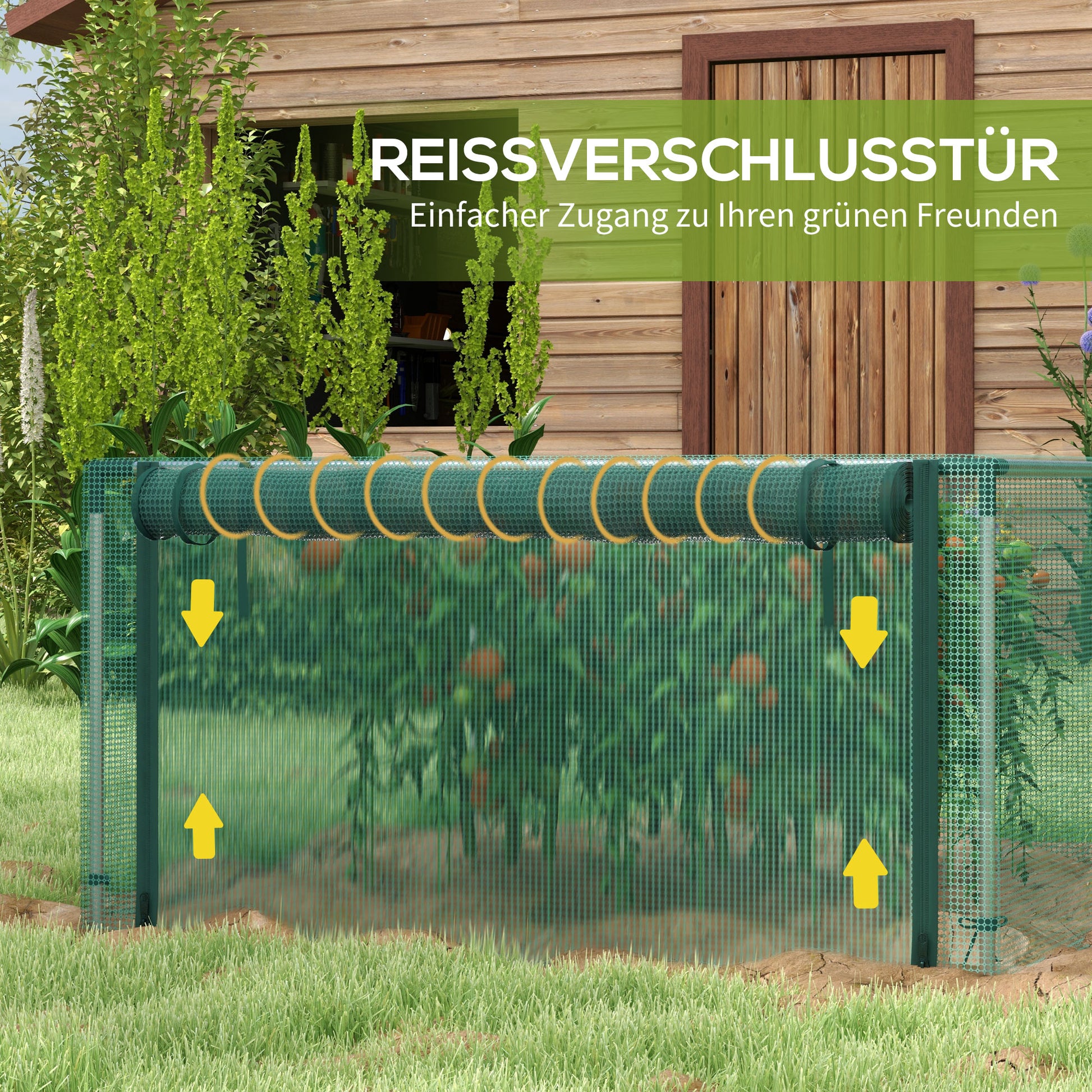 1.25 x 1.25 m Garden Net, Plant Protection Tent with Zippered Door, Insect Protection Net, Windproof Vegetable Net, Pest Protection Net for Garden, Balcony, Steel, Green