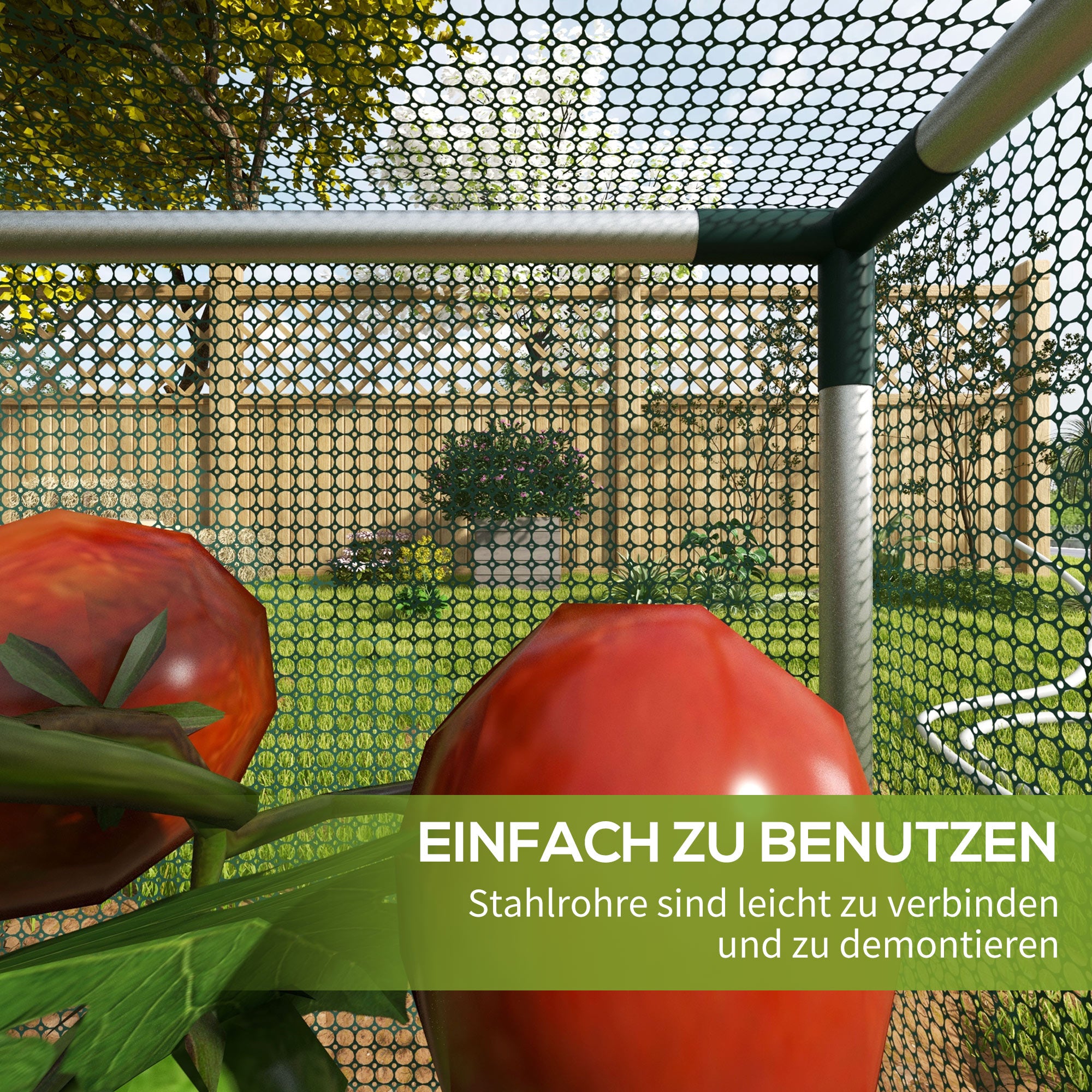 1.25 x 1.25 m Garden Net, Plant Protection Tent with Zippered Door, Insect Protection Net, Windproof Vegetable Net, Pest Protection Net for Garden, Balcony, Steel, Green
