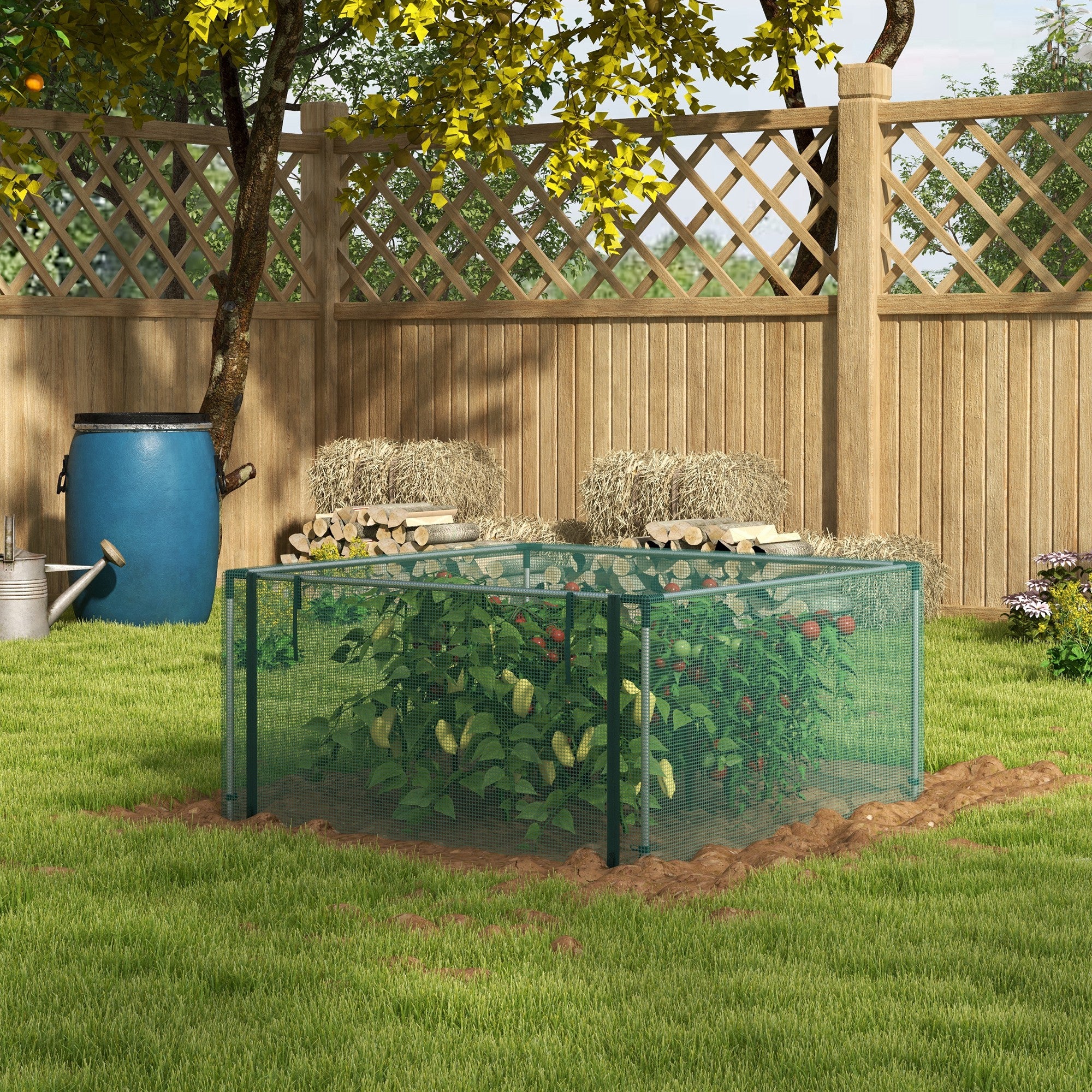 1.25 x 1.25 m Garden Net, Plant Protection Tent with Zippered Door, Insect Protection Net, Windproof Vegetable Net, Pest Protection Net for Garden, Balcony, Steel, Green