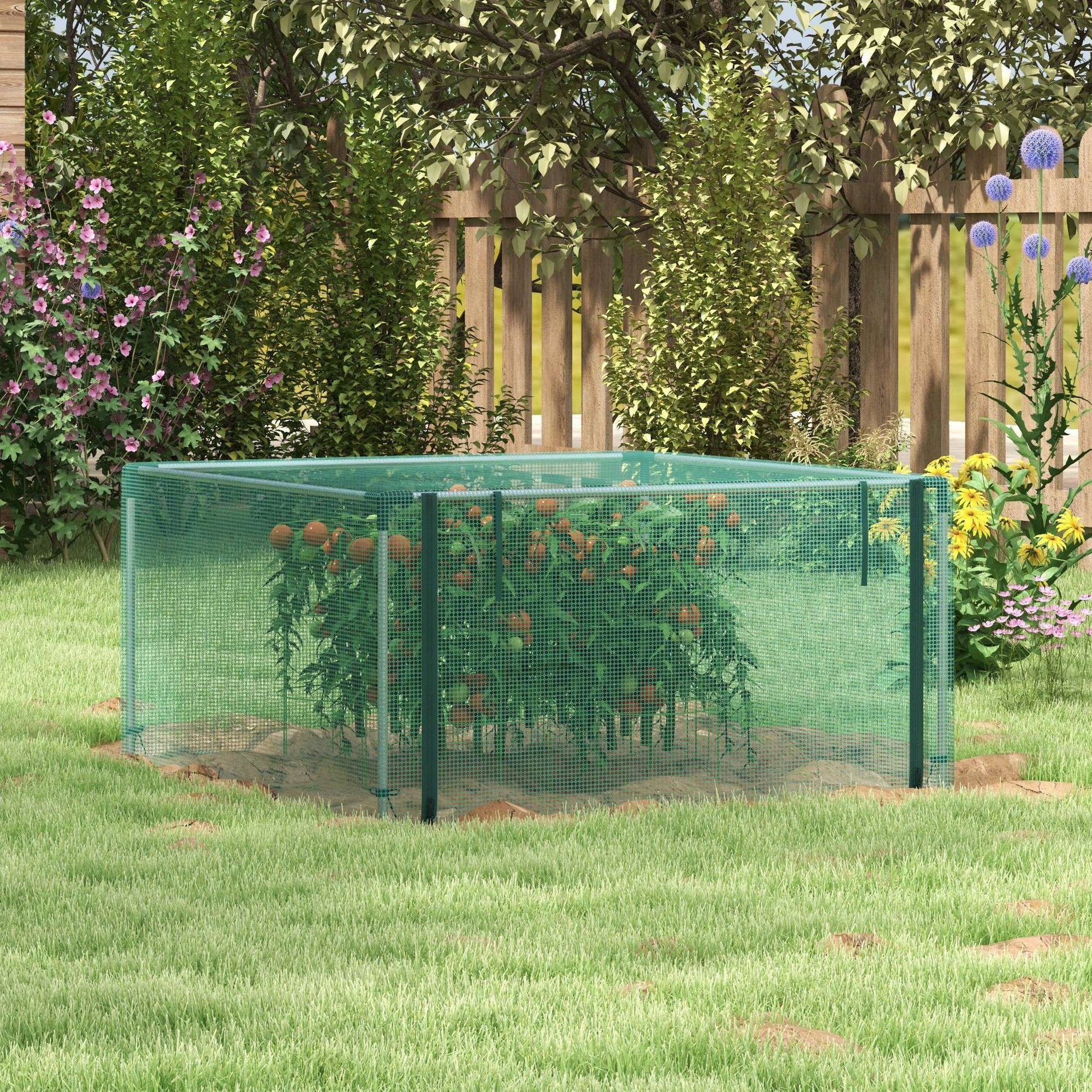 1.25 x 1.25 m Garden Net, Plant Protection Tent with Zippered Door, Insect Protection Net, Windproof Vegetable Net, Pest Protection Net for Garden, Balcony, Steel, Green