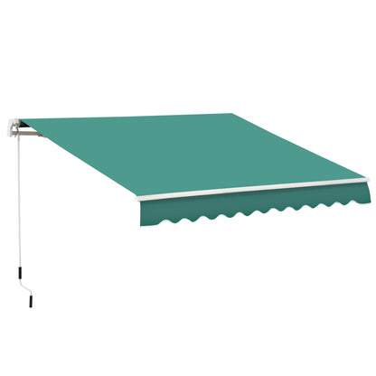 Retractable Manual Awning 3x2.5m Balcony Awning with Waterproof and Anti-UV Metal Crank Outdoor Roll-Up Awning for Garden Terrace Windows Green