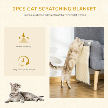 2-Pack Scratching Mat Sofa Scratch Guard Sisal Scratch Carpet for Cat Armchair Couch Cat Scratch Mat Grey 130 x 45 x 0.3 cm