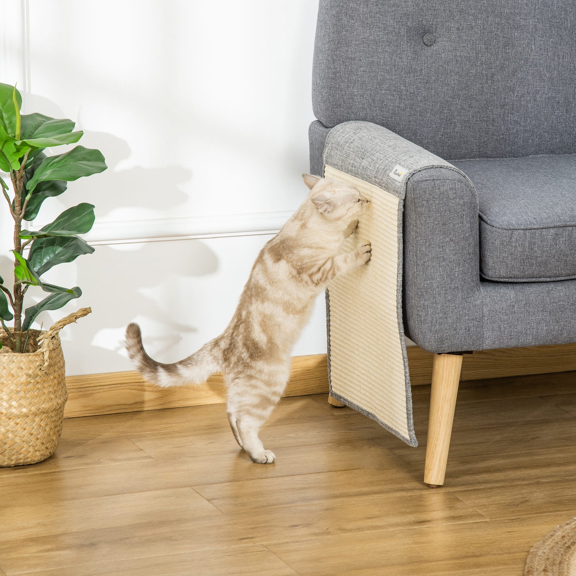 2-Pack Scratching Mat Sofa Scratch Guard Sisal Scratch Carpet for Cat Armchair Couch Cat Scratch Mat Grey 130 x 45 x 0.3 cm