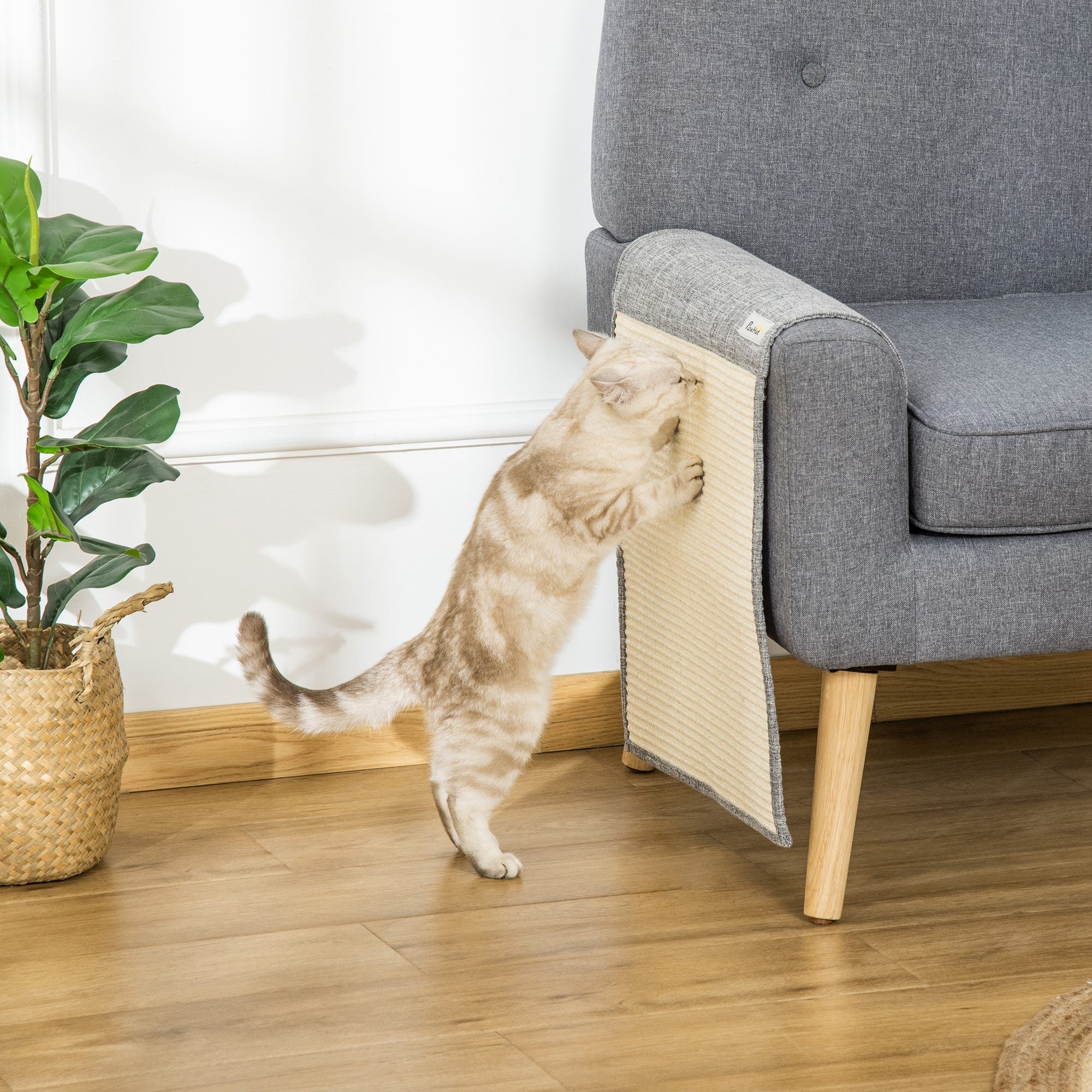 2-Pack Scratching Mat Sofa Scratch Guard Sisal Scratch Carpet for Cat Armchair Couch Cat Scratch Mat Grey 130 x 45 x 0.3 cm