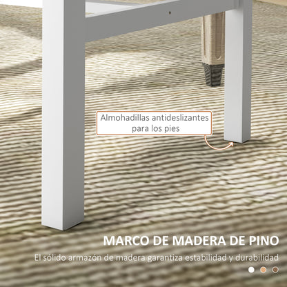 Set of 2 Dining Chairs Kitchen Chair with Slatted Backrest Pine Wood Frame for Living Room and Dining Room Load 120 kg 38.5x47.5x99 cm White and Natural