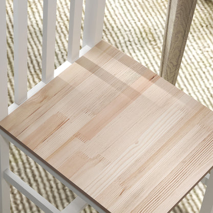 Set of 2 Dining Chairs Kitchen Chair with Slatted Backrest Pine Wood Frame for Living Room and Dining Room Load 120 kg 38.5x47.5x99 cm White and Natural