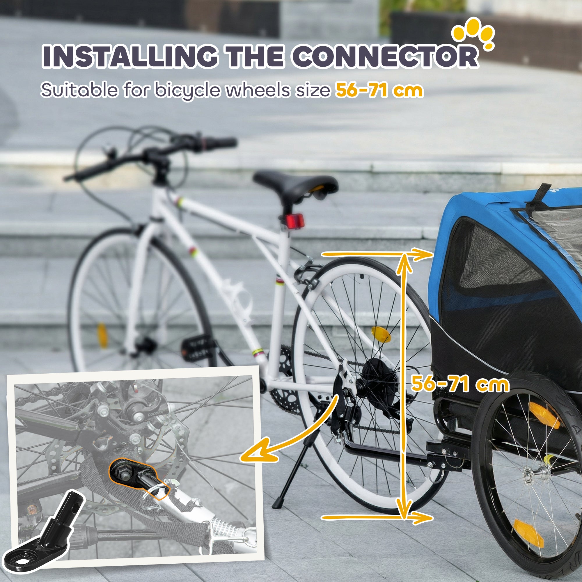 Foldable Dog Bike Trailer with Reflectors, Mesh Windows, Wheels, Rear Door & Safety Flag — Blue — Holds up to 44 lb
