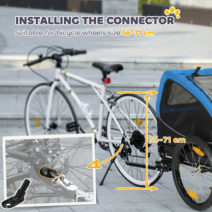 Foldable Dog Bike Trailer with Reflectors, Mesh Windows, Wheels, Rear Door & Safety Flag — Blue — Holds up to 44 lb