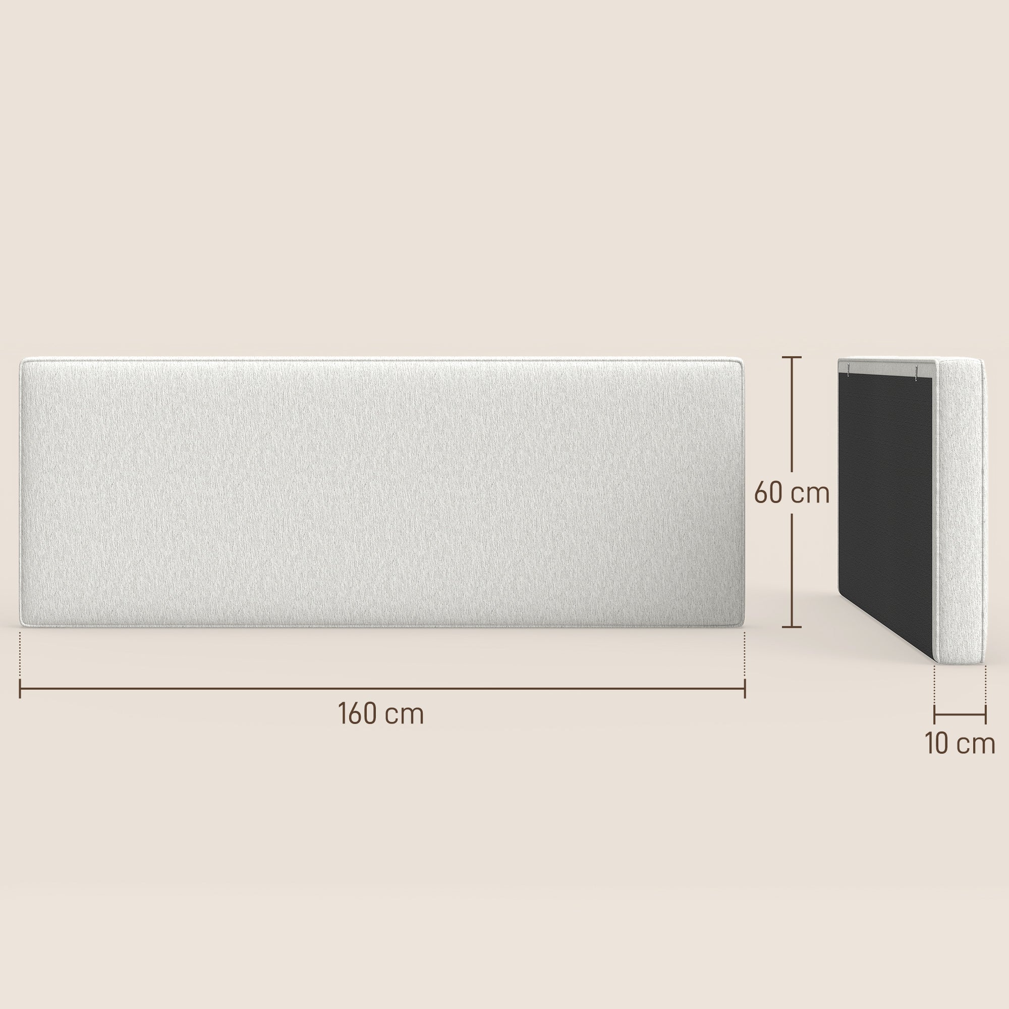 Linen-Effect Padded Floating Headboard, 63 x 24 in (Cream)