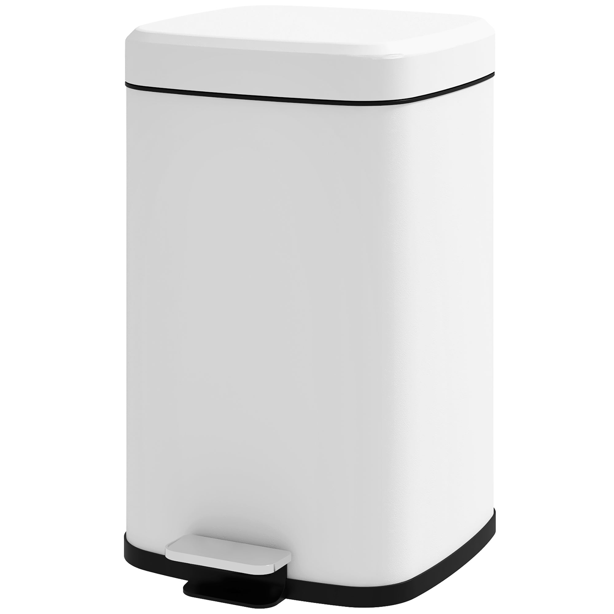 20L Kitchen Bin Pedal Bin Stainless Steel with Soft-Close Lid, Compact, Removable Inner Bucket, 28L x 35W x 45H cm, White