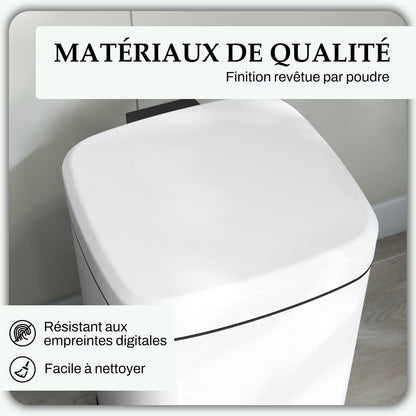 20L Kitchen Bin Pedal Bin Stainless Steel with Soft-Close Lid, Compact, Removable Inner Bucket, 28L x 35W x 45H cm, White