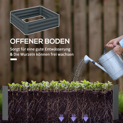 2 Piece Raised Bed Steel, Plant Bed Cold Frame Garden Bed Planter Box Stackable, Plant Pot Planter 100x100x30cm for Garden Balcony Terrace, Vegetable Bed for Flowers, Plants