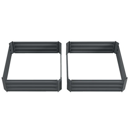 2 Piece Raised Bed Steel, Plant Bed Cold Frame Garden Bed Planter Box Stackable, Plant Pot Planter 100x100x30cm for Garden Balcony Terrace, Vegetable Bed for Flowers, Plants