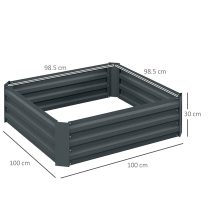 2 Piece Raised Bed Steel, Plant Bed Cold Frame Garden Bed Planter Box Stackable, Plant Pot Planter 100x100x30cm for Garden Balcony Terrace, Vegetable Bed for Flowers, Plants