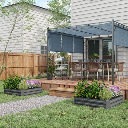 2 Piece Raised Bed Steel, Plant Bed Cold Frame Garden Bed Planter Box Stackable, Plant Pot Planter 100x100x30cm for Garden Balcony Terrace, Vegetable Bed for Flowers, Plants