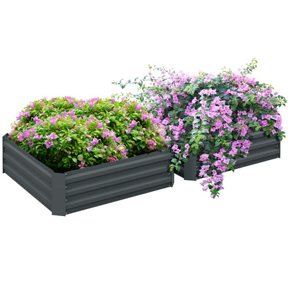 2 Piece Raised Bed Steel, Plant Bed Cold Frame Garden Bed Planter Box Stackable, Plant Pot Planter 100x100x30cm for Garden Balcony Terrace, Vegetable Bed for Flowers, Plants