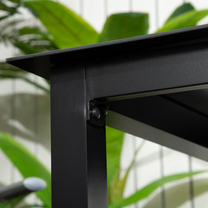 Garden Table, Square Dining Table for Garden, Balcony Table for 4 People Patio Table with Tempered Glass Top, Aluminum, Black, 80 x 80 x 74 cm