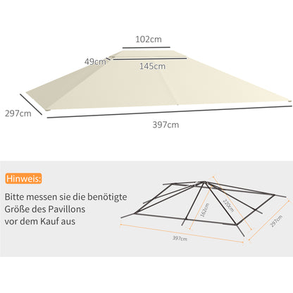 Replacement Canopy Cover for Gazebo Garden Tent Roof Polyester Fabric High Density 180 g/m² Anti-UV 3 x 4 m Cream