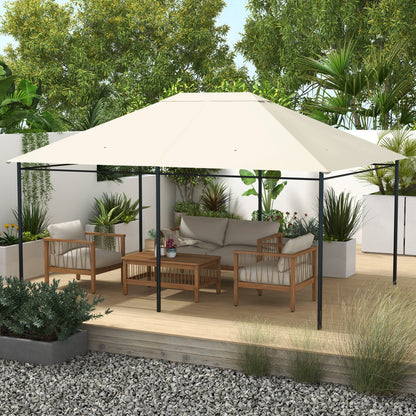 Replacement Canopy Cover for Gazebo Garden Tent Roof Polyester Fabric High Density 180 g/m² Anti-UV 3 x 4 m Cream
