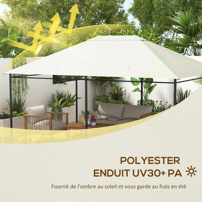 Replacement Canopy Cover for Gazebo Garden Tent Roof Polyester Fabric High Density 180 g/m² Anti-UV 3 x 4 m Cream