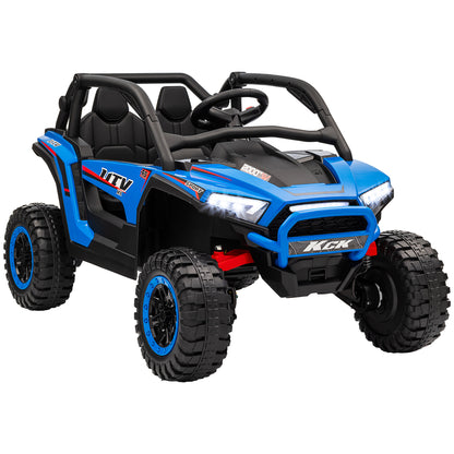 Kids Electric Car, 24V 5-7 km/h Off-Road Vehicle with Music Connection, Children's Vehicle with 2.4G Remote Control, Headlights, Horn, Electric Vehicle for Kids 3-8 Years, Blue