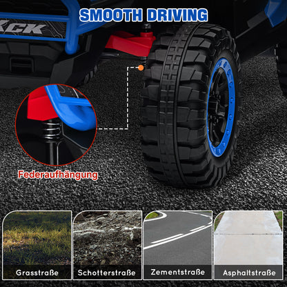 Kids Electric Car, 24V 5-7 km/h Off-Road Vehicle with Music Connection, Children's Vehicle with 2.4G Remote Control, Headlights, Horn, Electric Vehicle for Kids 3-8 Years, Blue