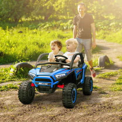 Kids Electric Car, 24V 5-7 km/h Off-Road Vehicle with Music Connection, Children's Vehicle with 2.4G Remote Control, Headlights, Horn, Electric Vehicle for Kids 3-8 Years, Blue