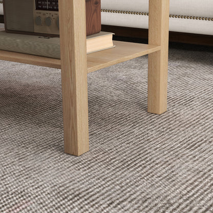Coffee Table Low Table for Living Room with 2 Storage Shelves for Bedroom Living Room 90x45x44.5 cm Natural