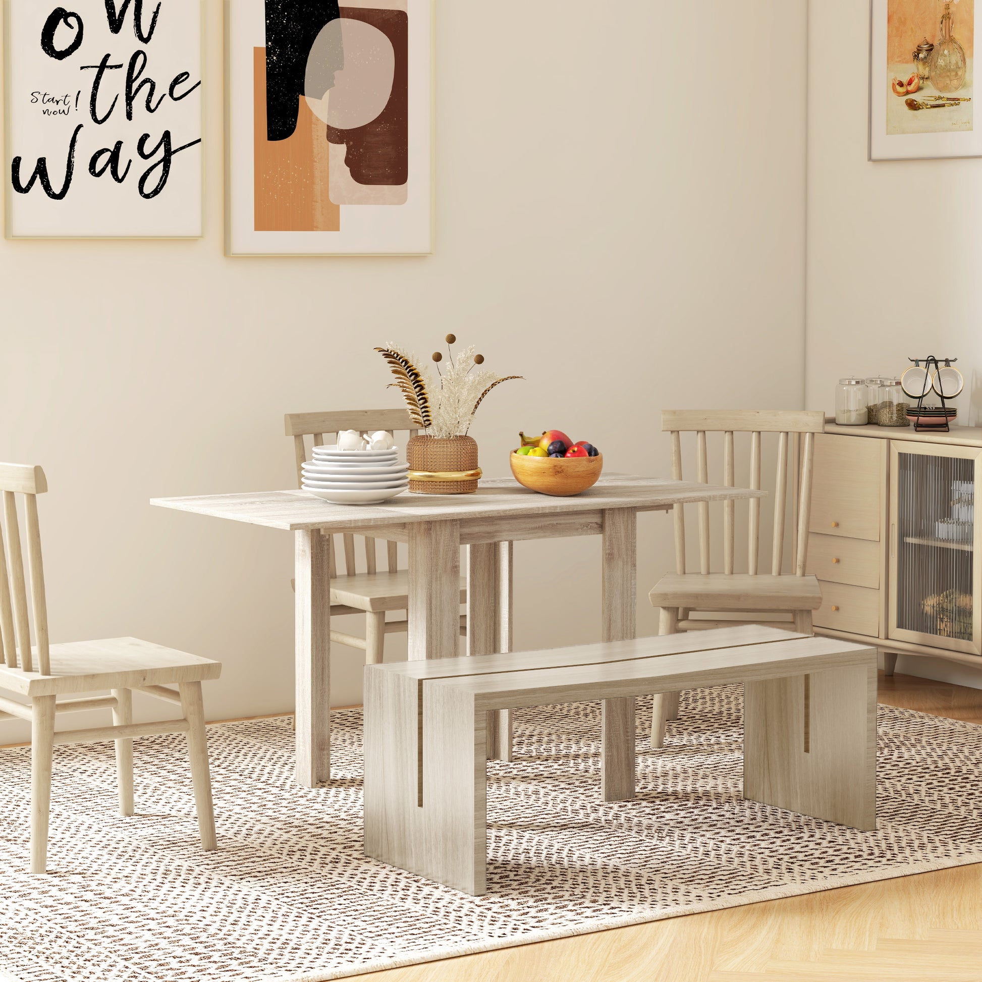 Folding Table for 4 People max Waterproof and Scratch-Resistant, Foldable Chipboard Table, 140x70x75 cm, Oak Color