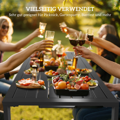 Outdoor Furniture Set 3-piece Seating Group Garden Furniture 1 x Table 2 x Bench Metal Black 110 x 55 x 70 cm