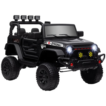 Kids Electric Car for +3 Years Off-Road Battery 12V Electric Children's Car with Remote Control Shock Absorbing Wheels Bluetooth LED Headlights Horn Music Black