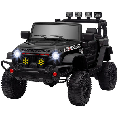 Kids Electric Car for +3 Years Off-Road Battery 12V Electric Children's Car with Remote Control Shock Absorbing Wheels Bluetooth LED Headlights Horn Music Black