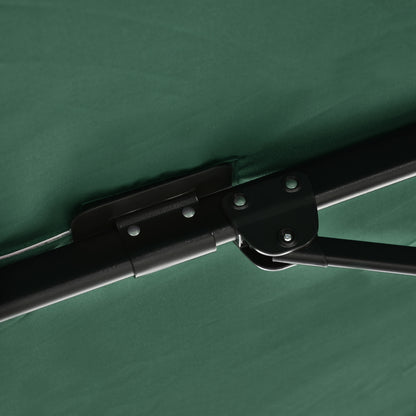 Crank Garden Umbrella 2.5x2.5m with 360° Rotation, Arm Balcony Umbrella with Base, Air Vent and Adjustable Sunshade on 5 Levels, Green